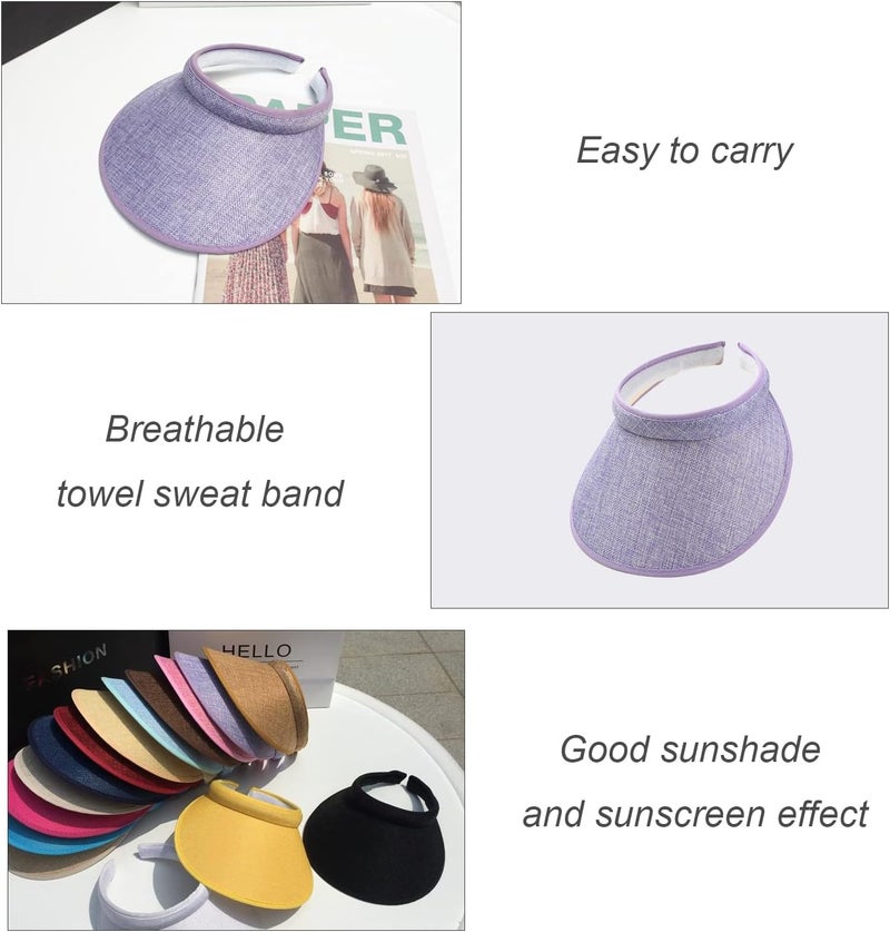 jecvxor Cloth Covered Slip-On Visor for Women, Adjustable Cap Sports Sun Visors for Men - Image 5